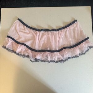 Y2K Lingerie Tulle Net Skirt with Black Ribbon & Lace